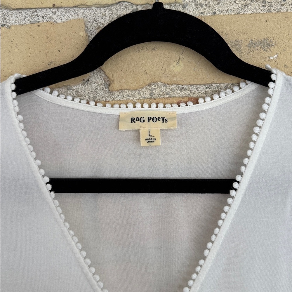 Rag Poets White Wrap Tie Blouse - Picture 2 of 4